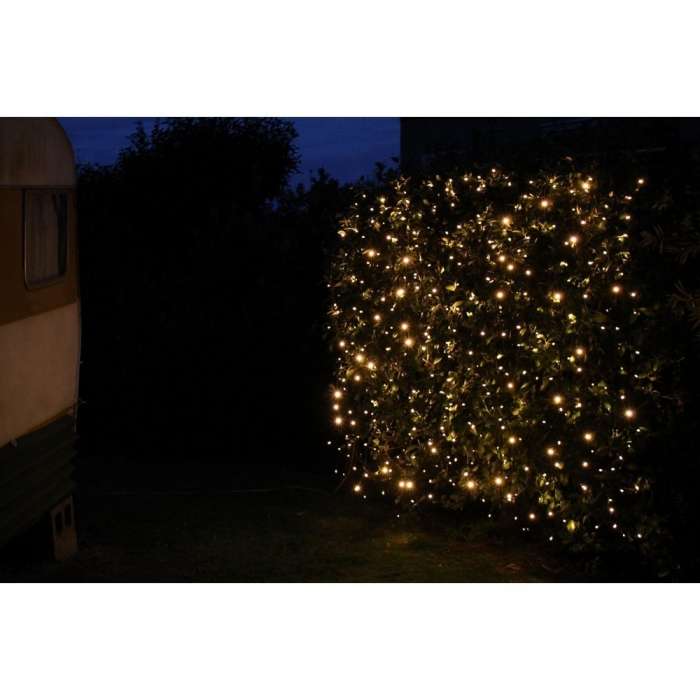 Instalatie Craciun Profesionala de Exterior IP65, Tip Perdea, 2m x 2m, 400 Led-uri Mari, Alb cald, cu flash, Alimentator si prelungitor 6,5 m, Interconectabila, Fir negru, Flippy [7]