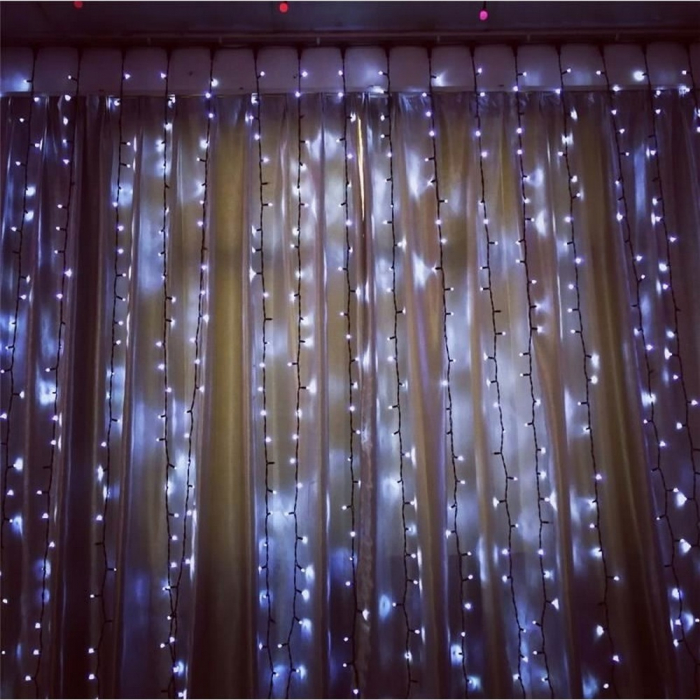 Instalatie Craciun Profesionala de Exterior IP65, Tip Perdea, 2m x 5m, 1000 Led-uri Mari, Alb rece, cu flash, Alimentator si prelungitor 6,5 m, Interconectabila, Fir negru, Flippy [9]