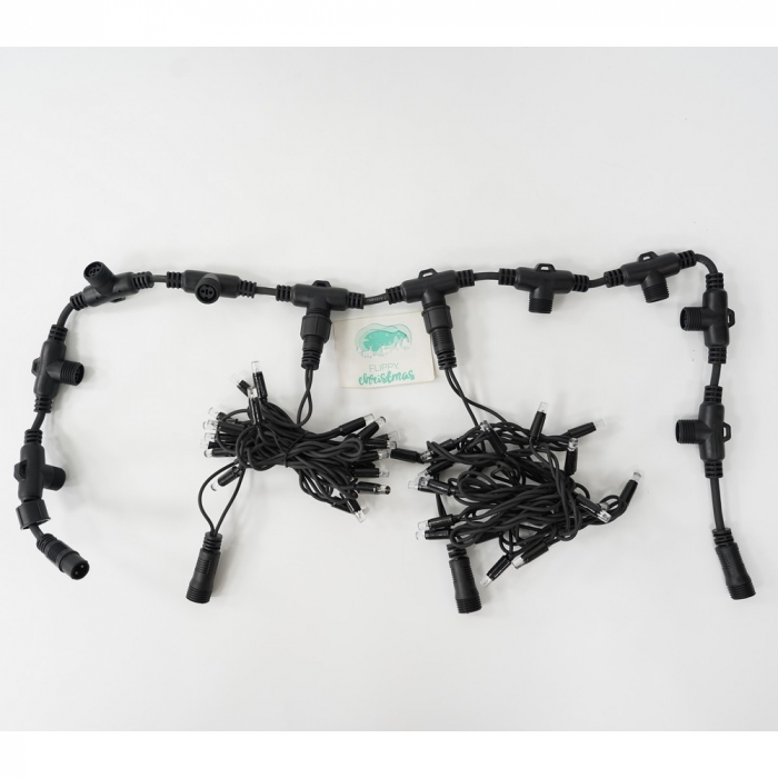 Instalatie Craciun Profesionala de Exterior IP65, Tip Perdea, 3m x 2m, 600 Led-uri Mari, Alb rece, cu flash, Alimentator 1,5 m, Interconectabila, Fir negru, Flippy [10]