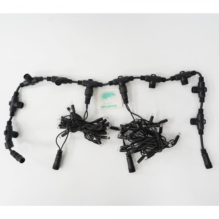 Instalatie Craciun Profesionala de Exterior IP65, Tip Perdea, 3m x 2m, 600 Led-uri Mari, Alb rece, cu flash, Alimentator 1,5 m, Interconectabila, Fir negru, Flippy [5]