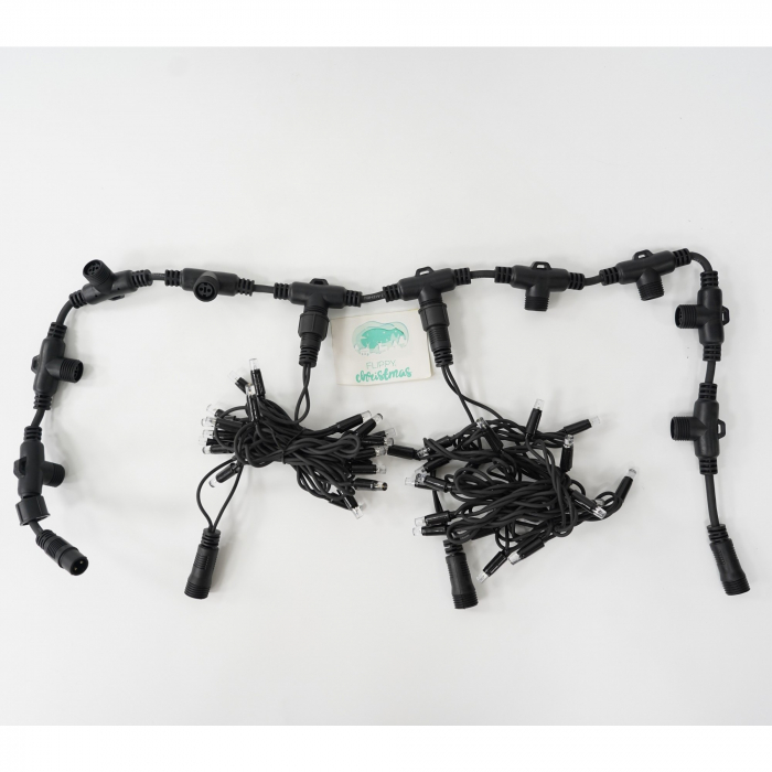 Instalatie Craciun Profesionala de Exterior IP65, Tip Perdea, 3m x 2m, 600 Led-uri Mari, Alb rece, cu flash, Alimentator si prelungitor 6,5 m, Interconectabila, Fir negru, Flippy [5]