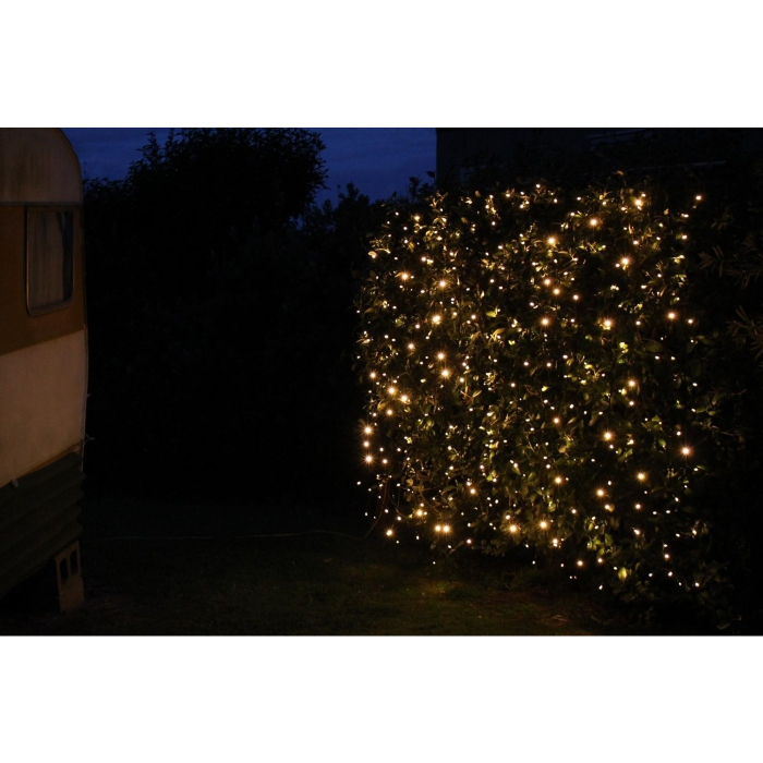 Instalatie Craciun Profesionala de Exterior IP65, Tip Perdea, 4m x 2m, 800 Led-uri Mari, Alb cald, cu flash, Alimentator si prelungitor 6,5 m, Interconectabila, Fir negru, Flippy [2]