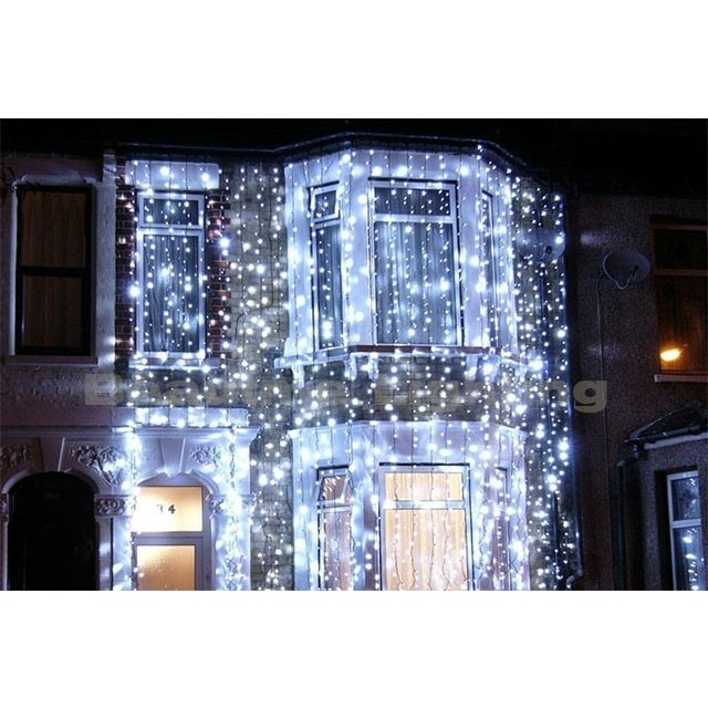 Instalatie Craciun Profesionala de Exterior IP65, Tip Perdea, 4m x 5m, 2000 Led-uri Mari, Alb rece, cu flash, Alimentator si prelungitor 6,5 m, Interconectabila, Fir negru, Flippy [2]
