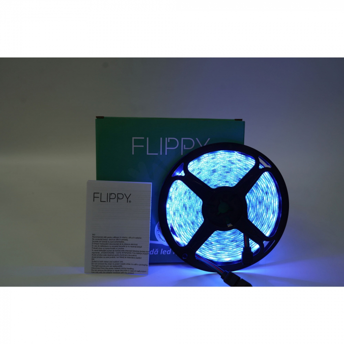 Instalatie Craciun, tip Banda RGB Multicolor Luminoasa cu telecomanda, 5 m, 270 Led-uri, Flippy, Atentie! Necesita Alimentator [4]