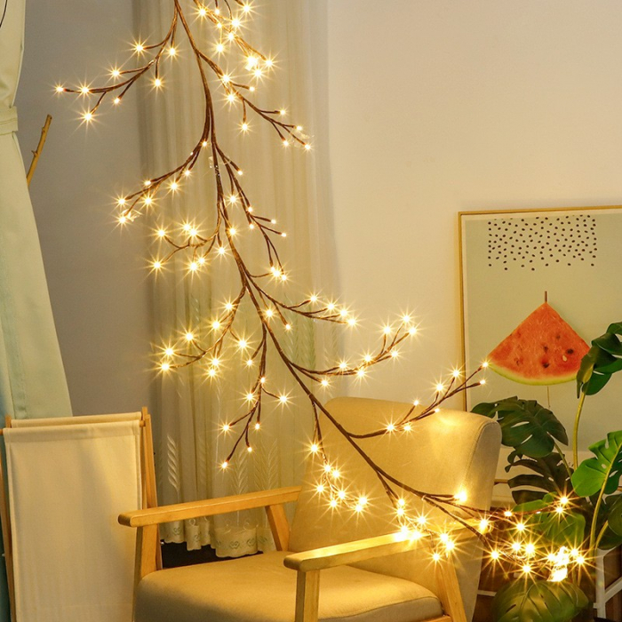 Instalatie Craciun tip Creanga Flippy, 144 LED-uri, Conectare la Retea, 8 Jocuri de Lumini, Telecomanda, 2.5 m, Prelungitor 2 m, 3V, 1.5V, Fir Negru, Alb Cald [2]