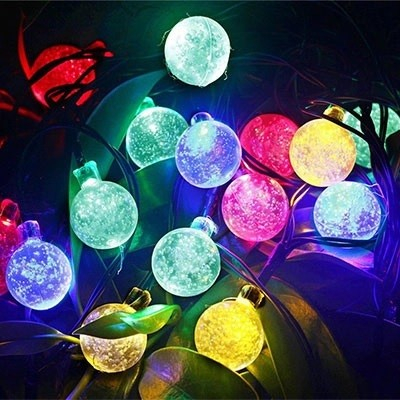 Instalatie Craciun, Tip Globuri de cristal, 100 Led-uri, 12 metri, Multicolor, Energie solara, Senzor de lumina, Flippy [8]