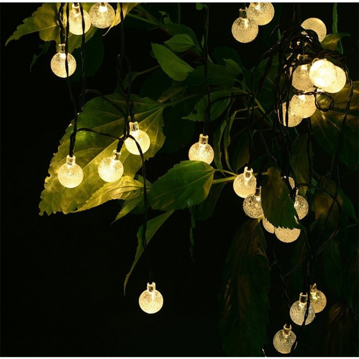 Instalatie Craciun, Tip Globuri de cristal, 50 Led-uri, 9.5 metri, Alb cald, Energie solara, Senzor de lumina, Flippy [3]