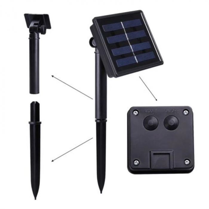 Instalatie Craciun, Tip Globuri de cristal, 50 Led-uri, 9.5 metri, Alb cald, Energie solara, Senzor de lumina, Flippy [9]