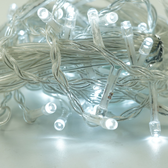 Instalatie Craciun, Tip Perdea, 1 m x 1 m, 60 LED-uri, Alb Rece, Controler, 8 jocuri de lumini, Interconectabila, Fir transparent, Interior/ Exterior, Flippy [2]