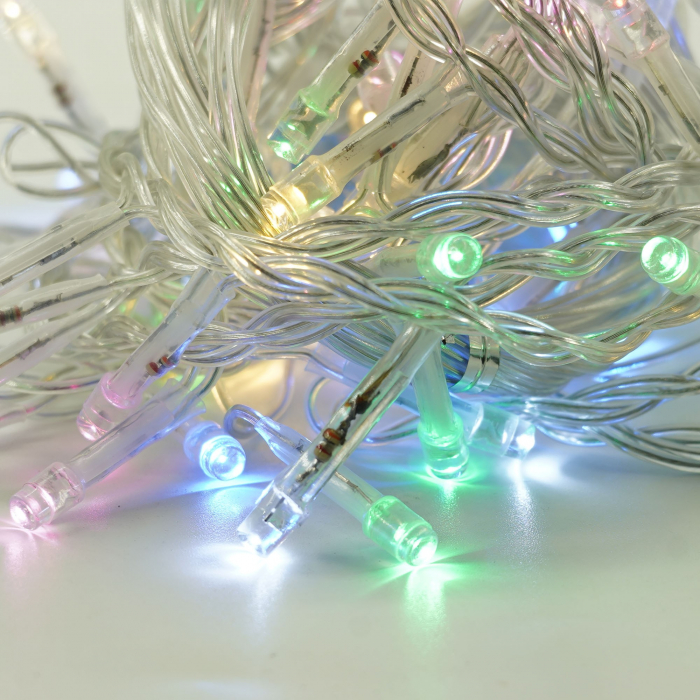 * LICHIDARE STOC * Instalatie Craciun, Tip Perdea, 1 m x 1 m, 60 LED-uri, Multicolor, Controler, 8 jocuri de lumini, Interconectabila, Fir transparent, Interior/ Exterior, Yoto - [3]