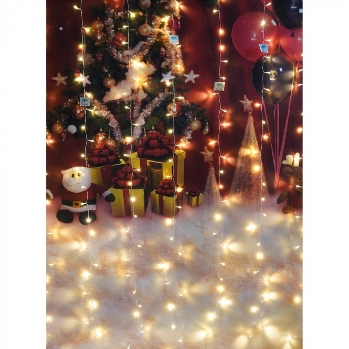 Instalatie Craciun, Tip Perdea, IP44, 10 m x 2 m, 1200 LED-uri, Alb cald, 8 jocuri de lumini, Transformator, Interconectabila, Prelungitor 3 m inclus, Fir transparent, Interior/ Exterior, Flippy [10]