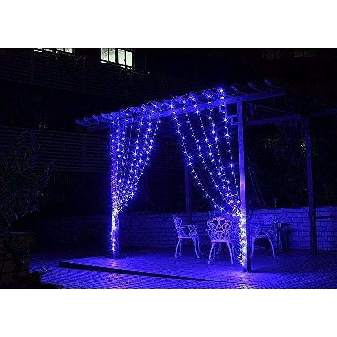 Instalatie Craciun, Tip Perdea, IP44, 17 m x 1 m, 1020 LED-uri, Albastru, cu flash, Transformator, Interconectabila, Prelungitor 5 m inclus, Fir transparent, Interior/ Exterior, Flippy [5]