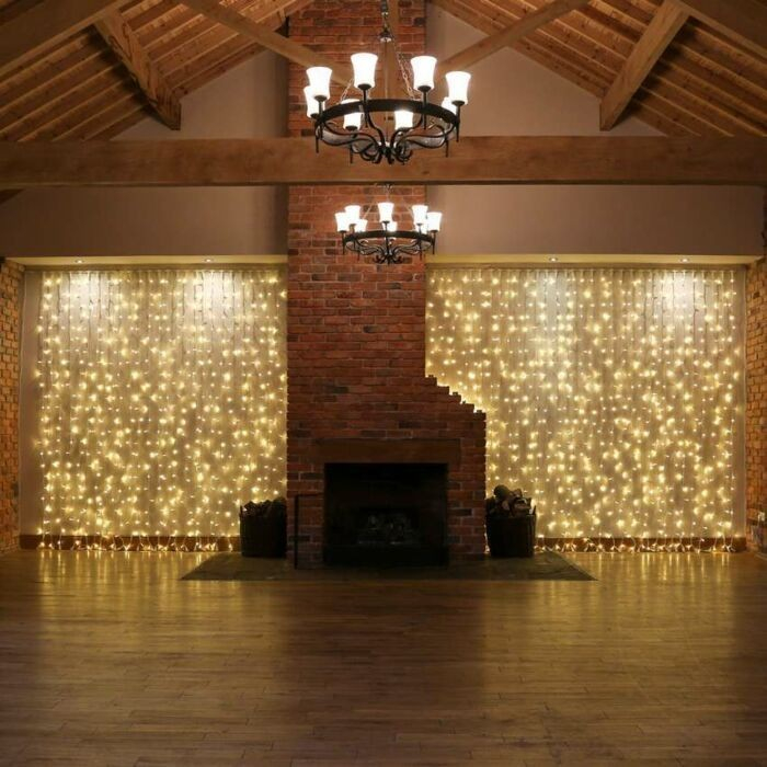 Instalatie Craciun, Tip Perdea, IP44, 6 m x 3 m, 480 LED-uri, Alb Cald, cu 8 jocuri de lumini, 31 V, 9W, Interconectabila, Prelungitor 3 m inclus, Fir transparent, Interior/ Exterior, Flippy [3]