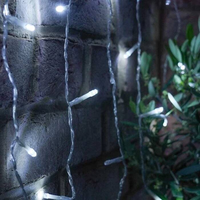 Instalatie Craciun, Tip Perdea, IP44, 6 m x 3 m, 480 LED-uri, Alb rece, cu 8 jocuri de lumini, 31 V, 9W, Interconectabila, Prelungitor 3 m inclus, Fir transparent, Interior/ Exterior, Flippy [3]