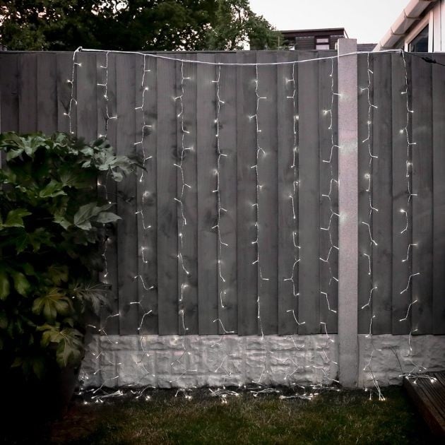 Instalatie Craciun, Tip Perdea, IP44, 8 m x 2 m, 960 LED-uri, Alb rece, cu flash, Transformator, Interconectabila, Prelungitor 5 m inclus, Fir transparent, Interior/ Exterior, Flippy [4]