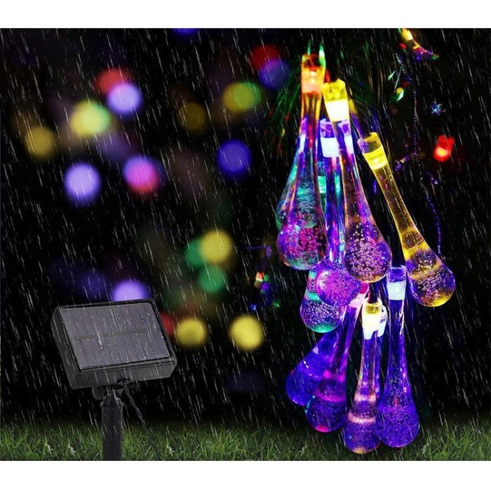 Instalatie Craciun, Tip Picaturi, 20 Led-uri, 5 metri, Multicolor, Energie solara, Senzor de lumina, Flippy [6]