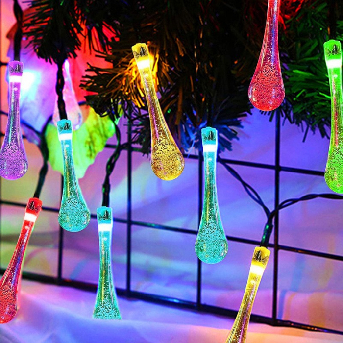 Instalatie Craciun, Tip Picaturi, 20 Led-uri, 5 metri, Multicolor, Energie solara, Senzor de lumina, Flippy [14]