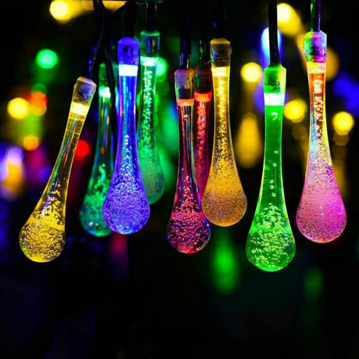 Instalatie Craciun, Tip Picaturi, 20 Led-uri, 5 metri, Multicolor, Energie solara, Senzor de lumina, Flippy [7]