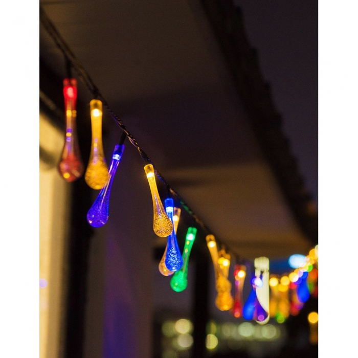 Instalatie Craciun, Tip Picaturi, 20 Led-uri, 5 metri, Multicolor, Energie solara, Senzor de lumina, Flippy [5]