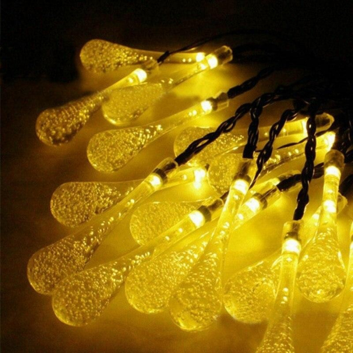 Instalatie Craciun, Tip Picaturi, 30 Led-uri, 6.5 metri, Alb cald, Energie solara, Senzor de lumina, Flippy [8]
