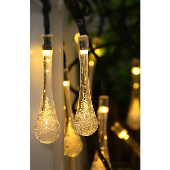 Instalatie Craciun, Tip Picaturi, 50 Led-uri, 9.5 metri, Alb cald, Energie solara, Senzor de lumina, Flippy [10]