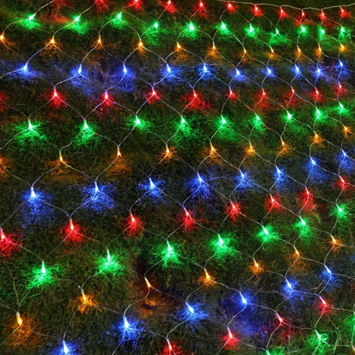 Instalatie Craciun, Tip Plasa, 2 m x 2 m, 160 LED-uri, Multicolor, 8 jocuri de lumini, Transformator cu telecomanda, Interconectabila, Prelungitor 3 m inclus, Fir transparent, Flippy [5]