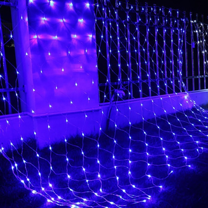 Instalatie Craciun, Tip Plasa, 4.5 m x 1.5 m, 360 LED-uri, Albastru, 8 jocuri de lumini, Transformator, Interconectabila, Prelungitor 5 m inclus, Fir transparent, Flippy [4]