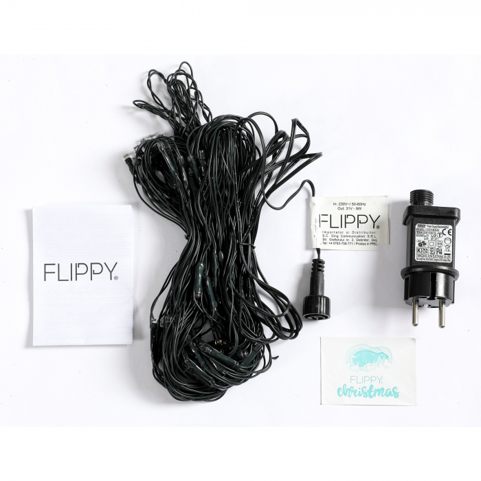 Instalatie Craciun tip plasa, cu transformator 31V, 1.5 m x 1.5 m, Alb Cald, 120 LED-uri V5, 8 jocuri de lumini, fir verde, Flippy [5]