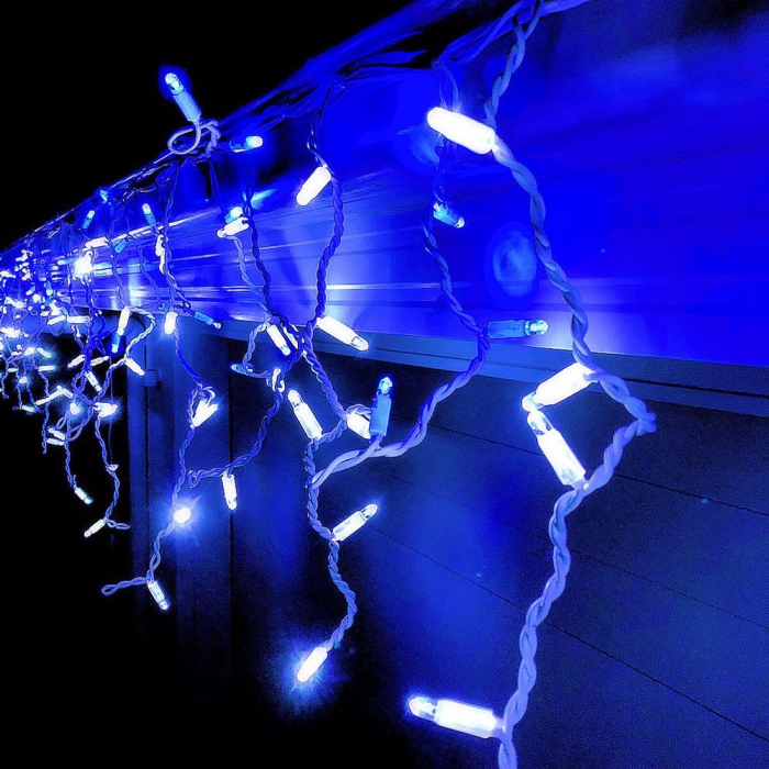 Instalatie Craciun Turturi, IP44, 5 m, 143 Led-uri ,Perdea Franjurata, Albastru, 8 jocuri de lumini, Transformator 31 V, Putere 9 W, Interconectabila, Interior/Exterior, Prelungitor 3 m inclus, Fir Tr [7]