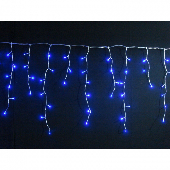 Instalatie Craciun Yoto, Tip Franjuri/Turturi, 7 m, 200 LED-uri, Prelungitor 1.5 m, 8 Jocuri de Lumini, Interconectabila, Conectare la Retea, Fir transparent, Interior/Exterior, Albastru [7]