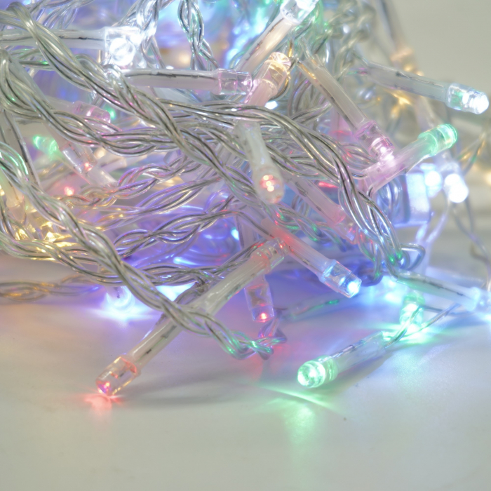 Instalatie Craciun Yoto, Tip Perdea, 2 m x 1 m, 120 LED-uri, Prelungitor 1.5 m, 8 Jocuri de Lumini, Interconectabila, Fir transparent, Interior/Exterior, Multicolor [8]