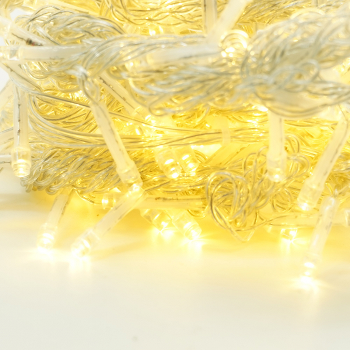 * LICHIDARE STOC * Instalatie Craciun Yoto, Tip Perdea, 2 m x 2 m, 240 LED-uri, Prelungitor 1.5 m, 8 Jocuri de Lumini, Interconectabila, Fir transparent, Interior/Exterior, Alb Cald - [7]