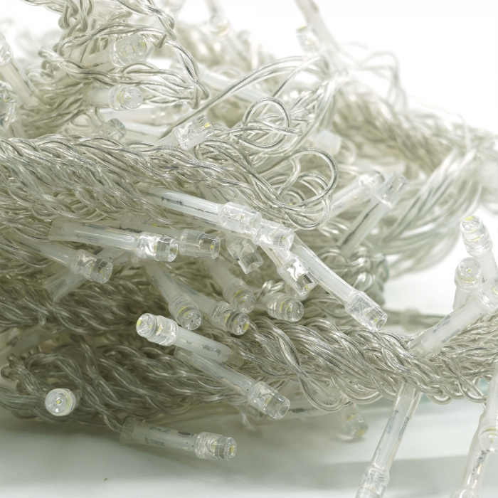 Instalatie Craciun Yoto, Tip Perdea, 2 m x 2 m, 240 LED-uri, Prelungitor 1.5 m, 8 Jocuri de Lumini, Interconectabila, Fir transparent, Interior/Exterior, Alb Rece [6]