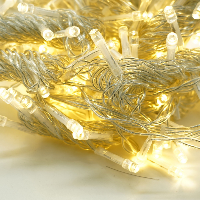 Instalatie Craciun Yoto, Tip Perdea, 3 m x 3 m, 320 LED-uri, Prelungitor 1.5 m, 8 Jocuri de Lumini, Interconectabila, Fir transparent, Interior/Exterior, Alb Cald [7]