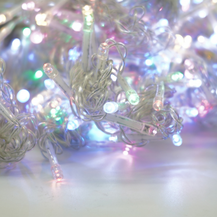 Lichidare de stoc Instalatie Craciun Yoto, Tip Perdea, 3 m x 3 m, 320 LED-uri, Prelungitor 1.5 m, 8 Jocuri de Lumini, Interconectabila, Fir transparent, Interior/Exterior, Multicolor [6]