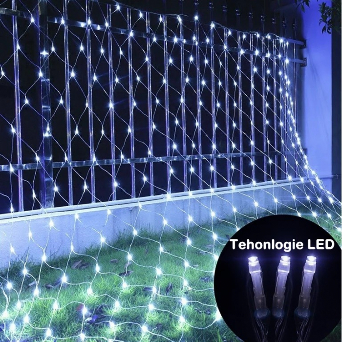* LICHIDARE STOC * Instalatie Craciun Yoto, Tip Plasa, 1.5 m x 1.5 m, 120 LED-uri, Prelungitor 1.5 m, 8 Jocuri de Lumini, Interconectabila, Fir transparent, Interior/Exterior, Alb Rece - [5]