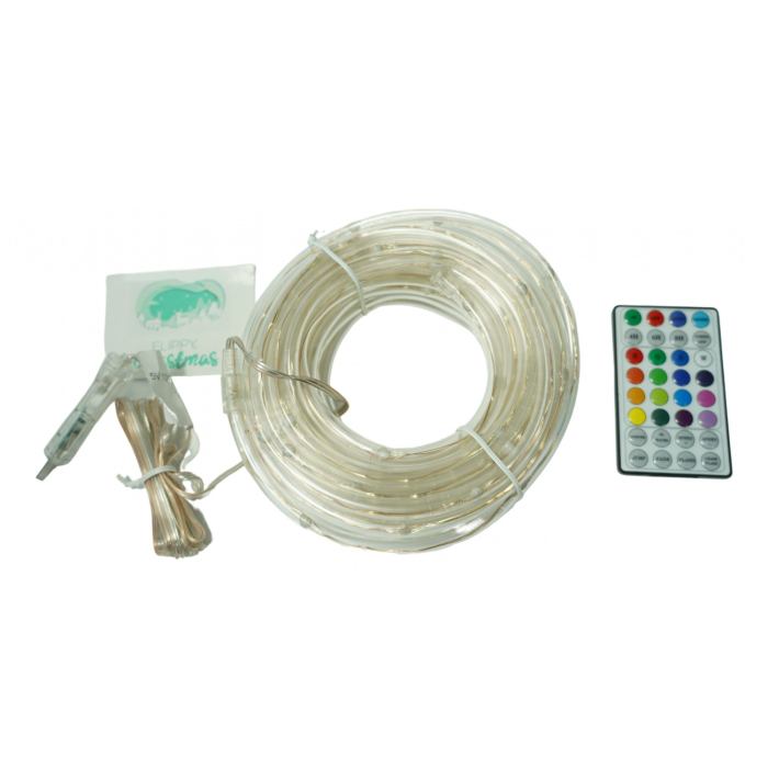 Instalatie de Craciun,10 metri,100 LED-uri,telecomanda 32 de functii,multicolor RGB,USB,tub luminos,interior/exterior,Flippy [1]