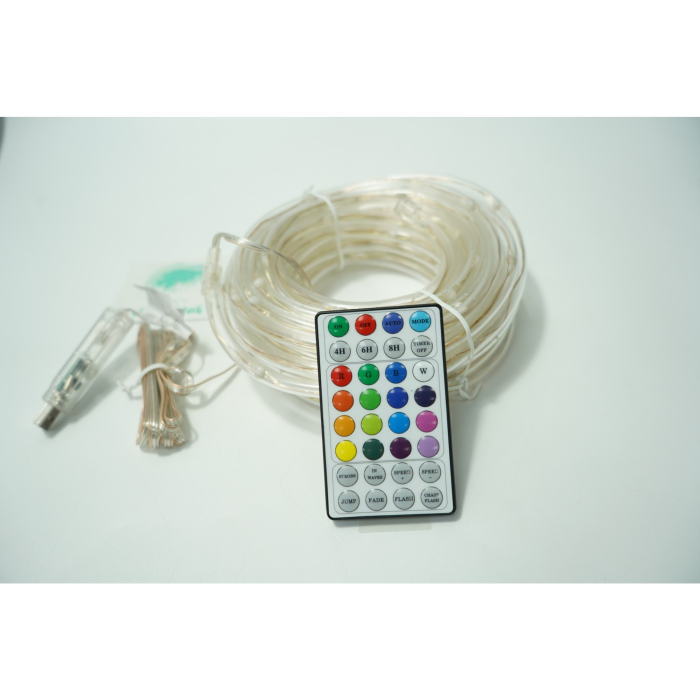 Instalatie de Craciun,10 metri,100 LED-uri,telecomanda 32 de functii,multicolor RGB,USB,tub luminos,interior/exterior,Flippy [5]