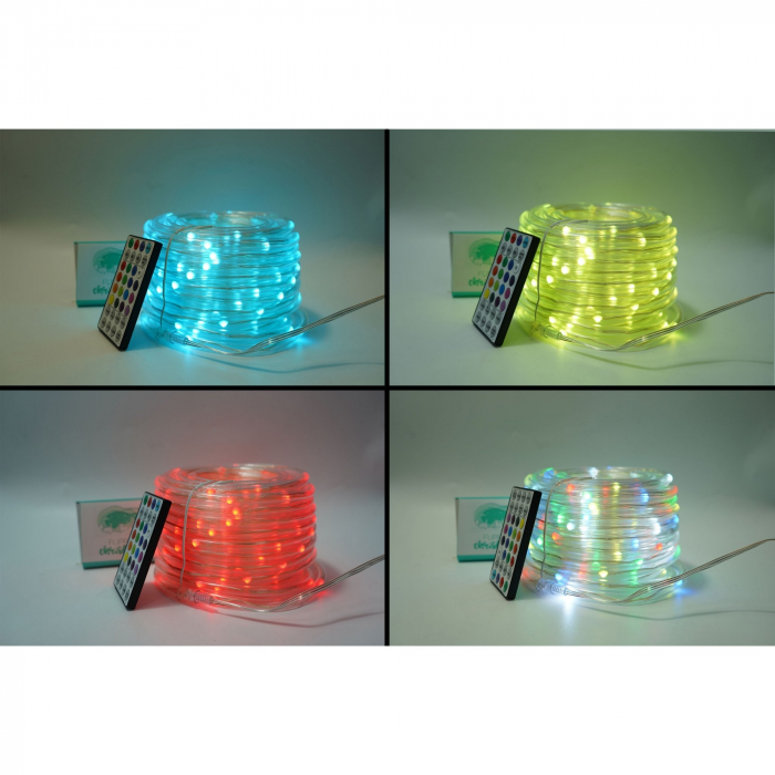 Instalatie de Craciun,20 metri,200 LED-uri,telecomanda 32 de functii,multicolor RGB,USB,tub luminos,interior/exterior,Flippy [6]