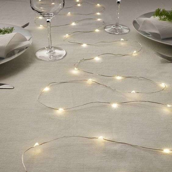 Instalatie de Craciun cu Baterii Tip Liniar, 2 jocuri de lumini, Fir Cupru 10 m 100 LED -uri, Alb Cald [2]