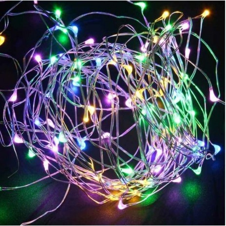 Instalatie de Craciun cu Baterii Tip Liniar, 2 jocuri de lumini, Fir Cupru 10 m 100 LED -uri, Multicolor [2]