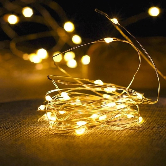 Instalatie de Craciun cu Baterii Tip Liniar, 2 jocuri de lumini, Fir Cupru 3 m 30 LED -uri, Alb Cald [2]