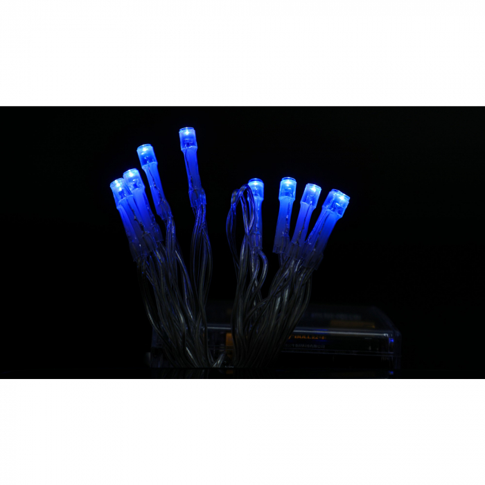 Instalatie de Craciun cu Baterii Tip Liniar, 2 jocuri de lumini, Fir transparent 1 m 10 LED -uri, Albastru [4]