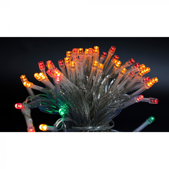 Instalatie de Craciun cu Baterii Tip Liniar, 2 jocuri de lumini, Fir Transparent 10 m 100 LED -uri, Multicolor [6]