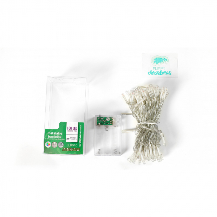 Instalatie de Craciun cu Baterii Tip Liniar, 2 jocuri de lumini, Fir Transparent 10 m 100 LED -uri, Multicolor [4]