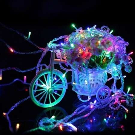 Instalatie de Craciun cu Baterii Tip Liniar, 2 jocuri de lumini, Fir Transparent 2 m 20 LED -uri, Multicolor [1]