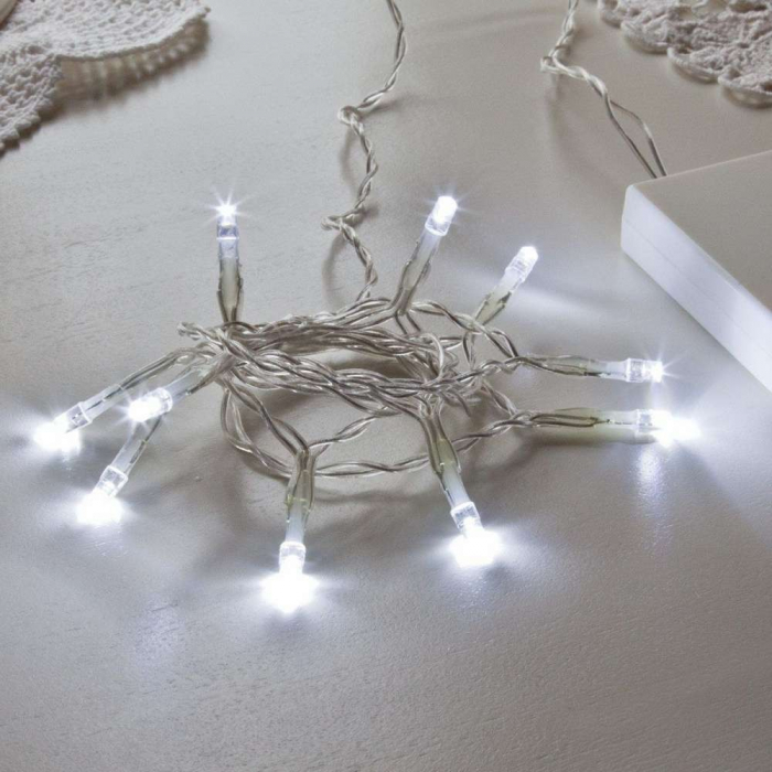 Instalatie de Craciun cu Baterii Tip Liniar, 2 jocuri de lumini, Fir Transparent 3 m 30 LED -uri, Alb Rece [3]