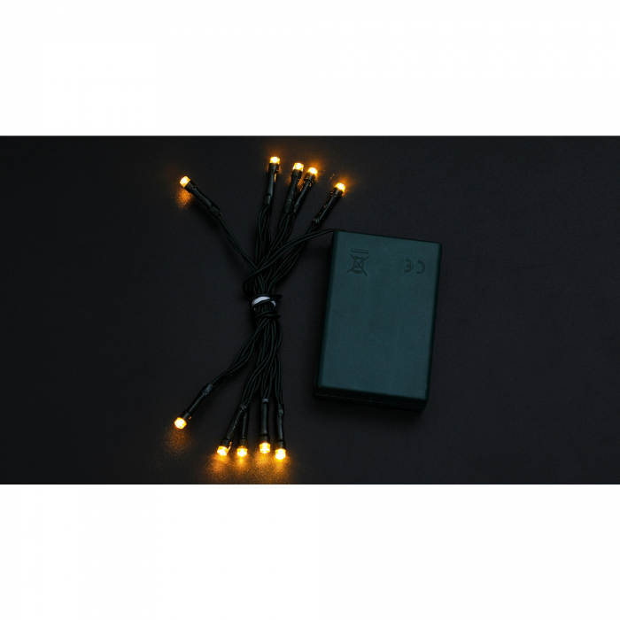 Instalatie de Craciun cu Baterii Tip Liniar, 2 jocuri de lumini, Fir Verde 1 m 10 LED -uri, Alb Cald [7]