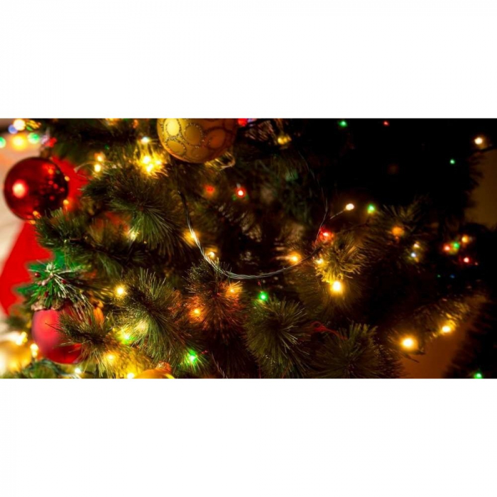 Instalatie de Craciun cu Baterii Tip Liniar, 2 jocuri de lumini, Fir Verde 5 m 50 LED -uri, Multicolor [3]