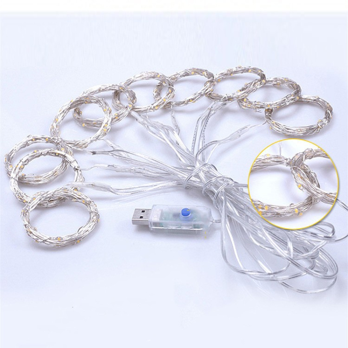 Instalatie de Craciun, Flippy, Instalatie de Tip Perdea IP44, Alimentare prin Port USB si Telecomanda cu 8 functii, 6m x 3m, 600 LED, Alb Rece [2]